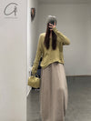 SWAYING 24 Autumn and Winter Wool Velvet Blended Cocoon Long Skirt SW-SW24AW3B12-TUO Camel SW-SW24AW3B11